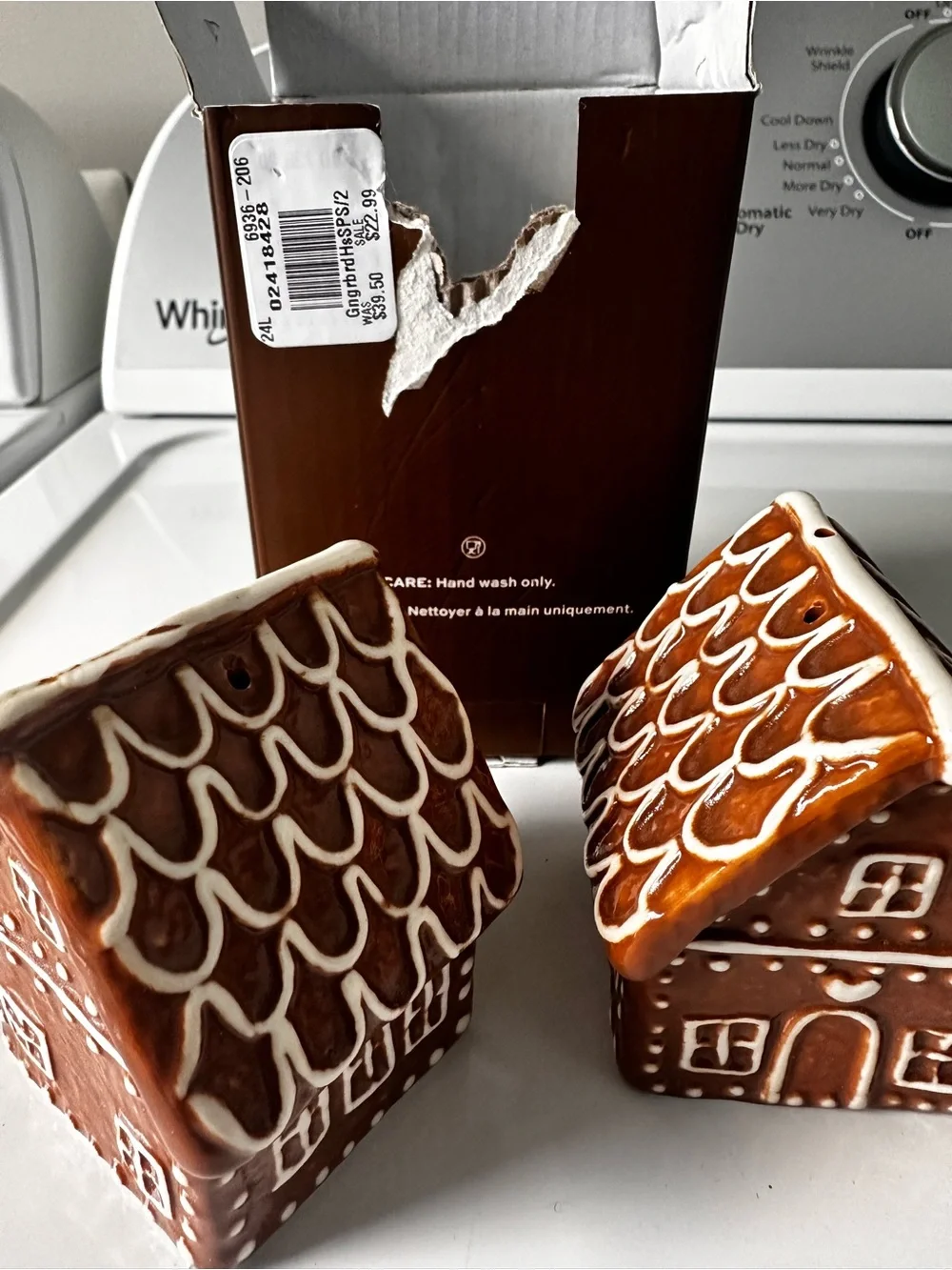Pottery Barn Gingerbread House Decorative Salt & Pepper Shakers - Brown